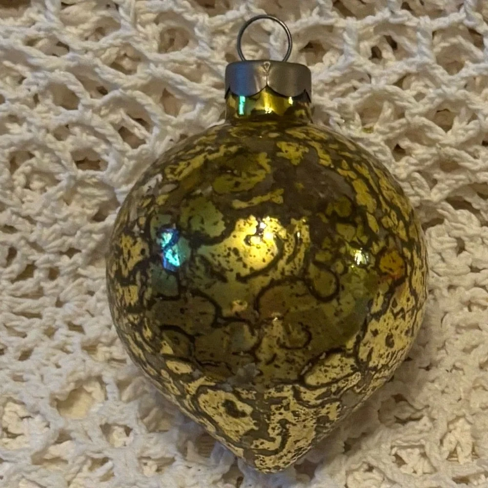 Shiny Brite Vintage Christmas Ornaments Set Mercury Glass Gold Green White Red